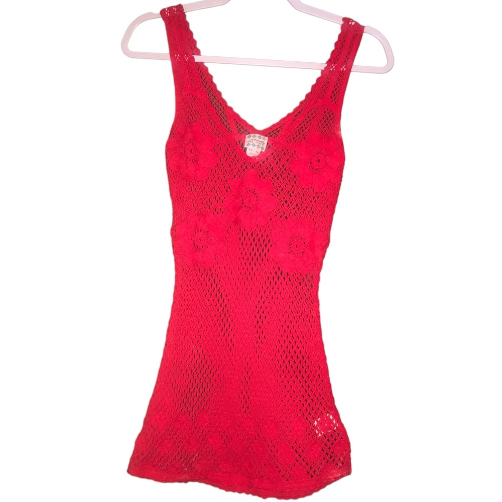 Free People Red Crochet Cover-Up XS